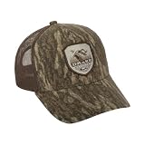Drake Waterfowl Vintage Badge Mesh Back Cap - 6-Panel Structured Front Panels Cap with Adjustable Closure, Mossy Oak Bottomland