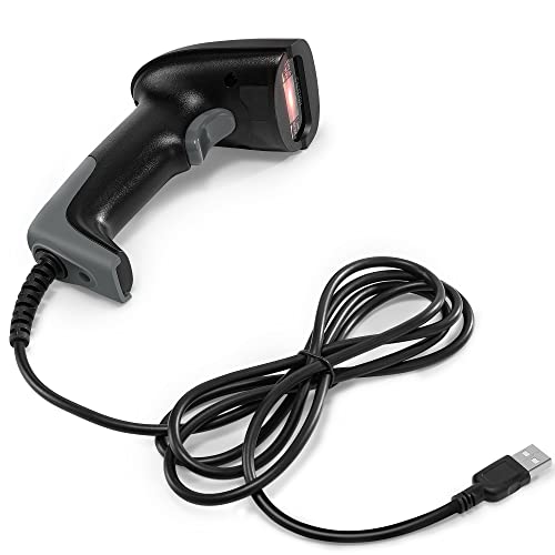JRHC Barcode Scanner USB Wired 1D Laser Automatic Barcode Reader, Handhold Bar Code Scanner for Store, Supermarket, Warehouse