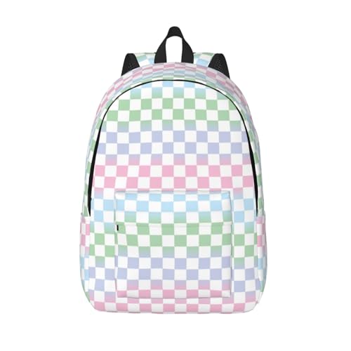 Travel Laptop Backpack - Colorful Checkerboard Canvas Computer Backpack Bag Fit Laptop with Padded Straps