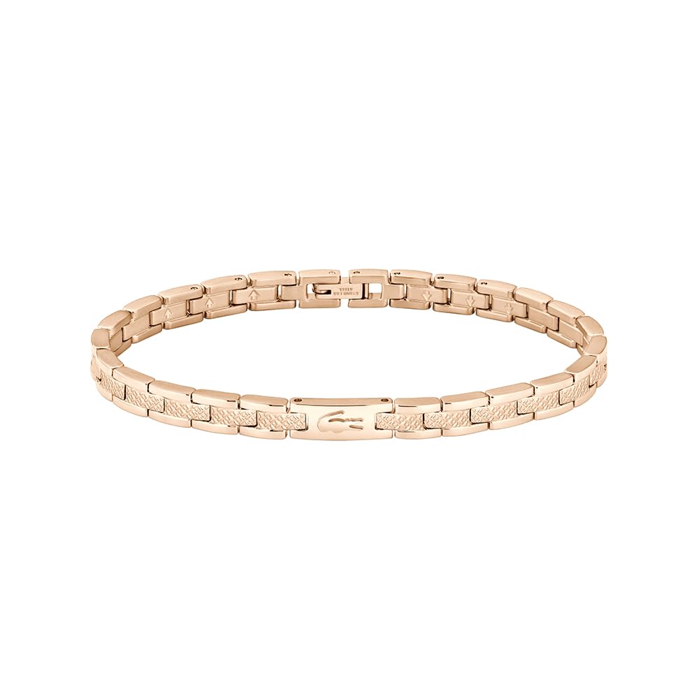 Lacoste Bracciale a Maglie da Donna Collezione METROPOLE in Oro Rosa con Petit Piqué Inciso - 2040467