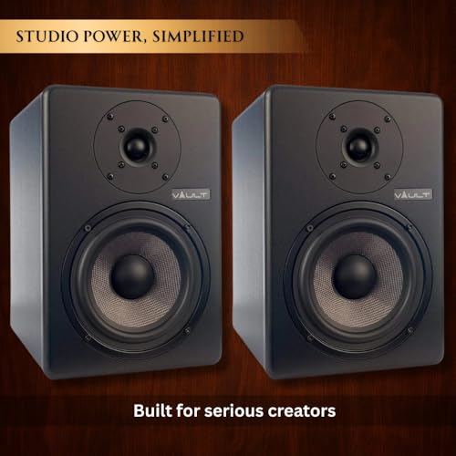 Image of VAULT C8 8-Inch Powered Studio Reference Monitors Pair with Acoustic Foam Pads Wired Subwoofer (Black)