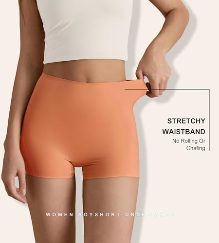 Image of SHARICCA BoyShorts Panties for Women Seamless Soft Boy Shorts Underwear Short Boxer Briefs Anti Chafing Multiple Pack