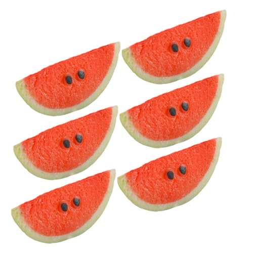 TOYANDONA 6 Piezas Rebanadas de Sandía Artificiales Decoración Realista para Fiesta Accesorio Fotografía Modelo Frutas Falsas Verano