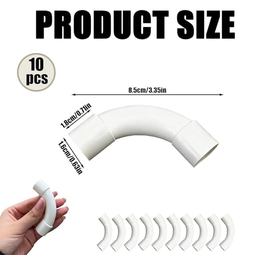 Miniatura 3 de Pevlkawr 10 Piezas Codo De Tubo Tubo Redondo Rígido Del Pvc Conectores De 90 Grados De Tubería Conducto De Plástico Cable Canal Instalación Para Sótano, Instalación De Tuberías De Cable 16mm