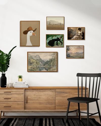 Image of KISSFOX Vintage Framed Wall Art Decor Victorian Young Decadent Girl Pictures Paintings Wall Decor Moody Women Canvas Art Prints Modern Farmhouse Woman Artwork For Kitchen Bedroom Living Room