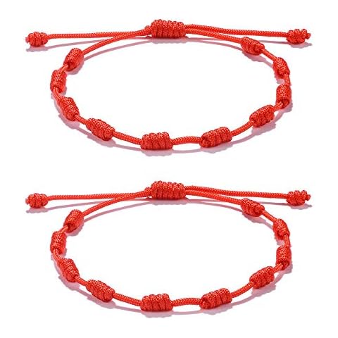 VU100 2Pcs Red Knot Strings Bracelets Adjustable Thread/Amulet for Prosperity and Success Kabbalah Good Luck Protection Bracelet for Men Women Cover