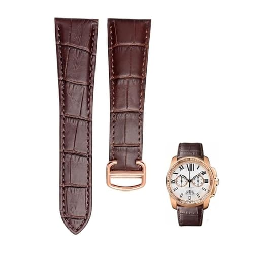 Bracelet de montre en cuir véritable pour Cartier Tank | Élégance marron