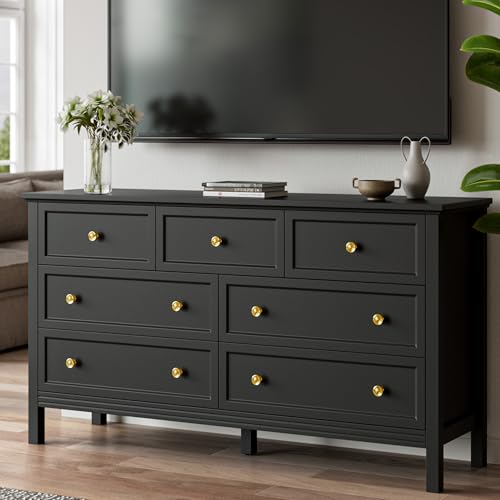 Tradare Black Dresser for Bedroom with Gold Handle...