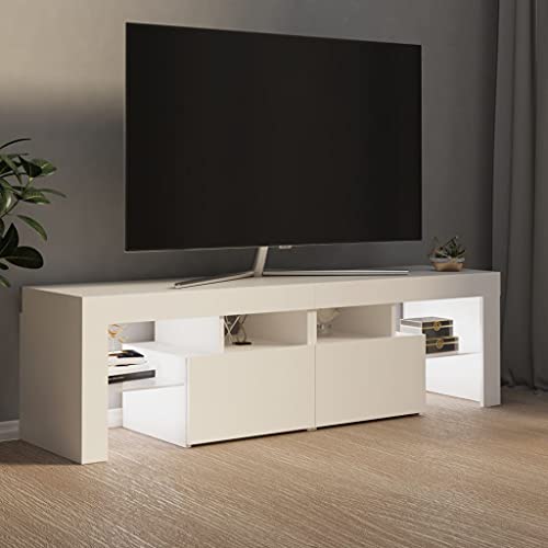 vidaXL-Mueble-para-TV-con-Luces-LED-Soporte-Armario-Aparador-Estante-Salon-Sala-de-Estar-Decoracion-Entretenimiento-Gris-Hormigon-140x35x40-cm
