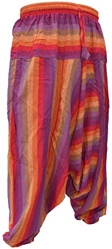 Gheri Mens Cotton Striped Light Summer Elastic Harem Pants Trousers2