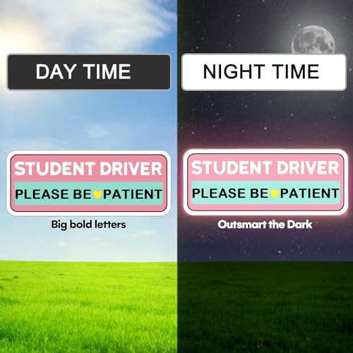 Image of 3 Pcs Student Driver Car Magnet, Teen Driver for Car | 10 inchx4 inch Please Be Patient Student Driver Magnet Pink Reflective & Waterproof Weather-Resistant