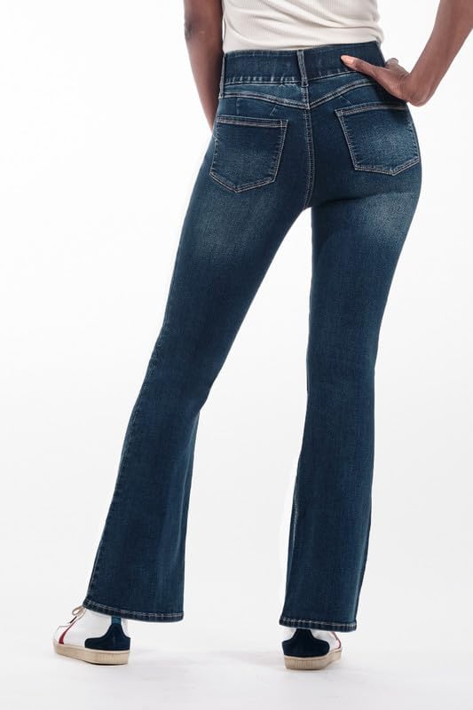 1822 Denim Oretha High-Rise Jeans for Women: Dark Blue Stretchy Waist, Premium Contour Fit Stretch Denim4