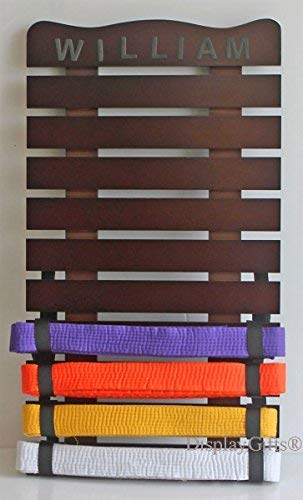 Displaygifts 10 Belt Martial Art Belt Holder Hanging Medal Display Rack Holder Metal Brackets With Velcro Straps Holds Karate Taekwondo Kung Fu Belts #TOP24
