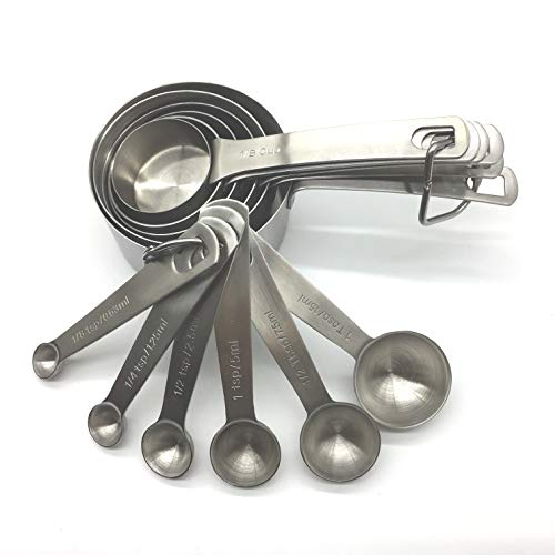 Set de 12 piezas de vasos y cucharas medidoras acero inoxidable miniatura 4