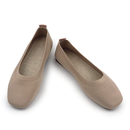 Image of RVROVIC Women Flat Shoes Knitted Lightweight Slip-on Loafers Breathabel Soft Comfortable Ballet Flats