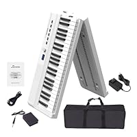 【美品】折りたたみ電子ピアノ 88鍵盤 ホワイト 電子ピアノ 88鍵盤 折りたたみ スタンドセット スリムボディ