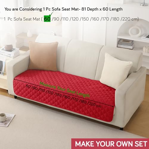 Image of HOKIPO Polyester Quilted Waterproof Sofa Cover Mats For 1 /2 /3 Seater Sofa And L Shape. Make Your Own Sofa Cover Set, Mat Length 81(D) X 60(L) Cm, Scarlet Red (Ar-4963-W7)