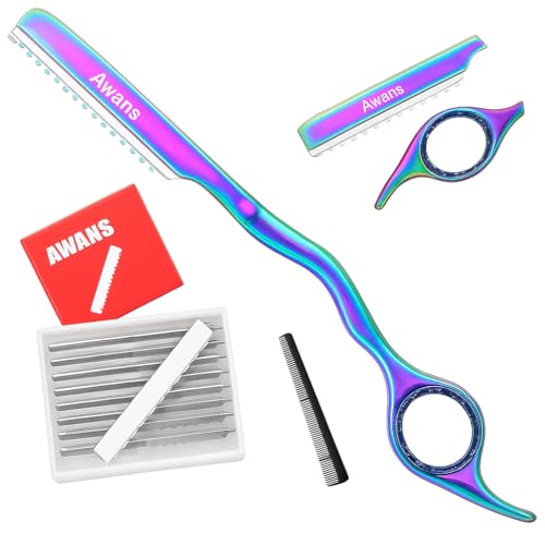 Awans Hair Thinning Razor, Styling kit,11 Spare Blades Hair Razors,Texturing, Hair Layering, Hair Thinner, Stainless Steel, Faether Razors,Hair Cutting tool