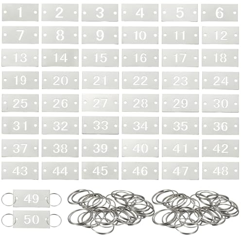 PATIKIL 50PCS io[^O 1-50 XeXX`[io[L[`F[^V[gv[g 2̌tL[Ot AI[KiCU[tB[hnK[xp ` Vo[