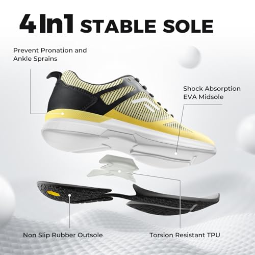 FitVille Extra Wide Pickleball Shoes for Men, All Court Tennis Sneakers Shoes with Arch Support4