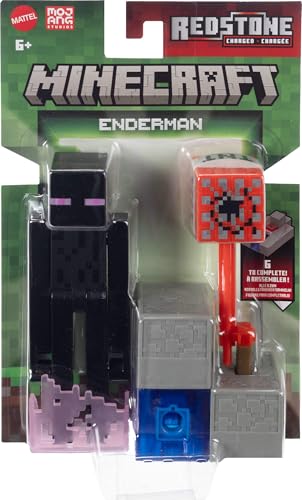 Miniatura 6 de Mattel Minecraft Enderman, Figura de acción con Accesorio y Redstone de construcción, Conjunto a Escala de 8,25cm Coleccionable, Inspirada en el Videojuego, JJR88