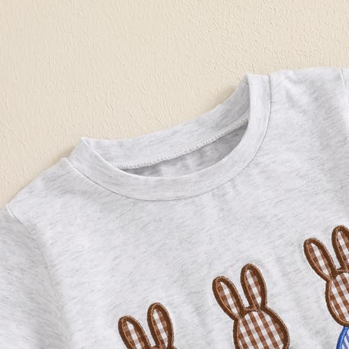 Image of Toddler Baby Boy Easter Rabbit Outfit Short Sleeve Bunny Carrot Smocked T-shirt Elastic Waist Shorts Summer Clothes