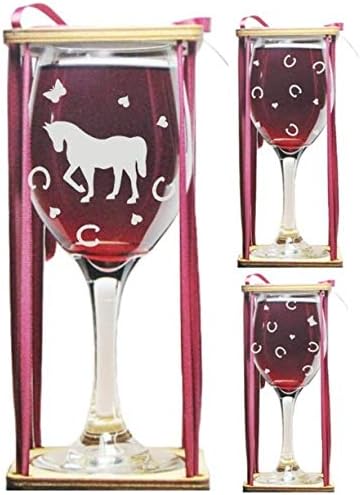 Horse Stemmed Wine Glass with Charm and Presentation Packaging