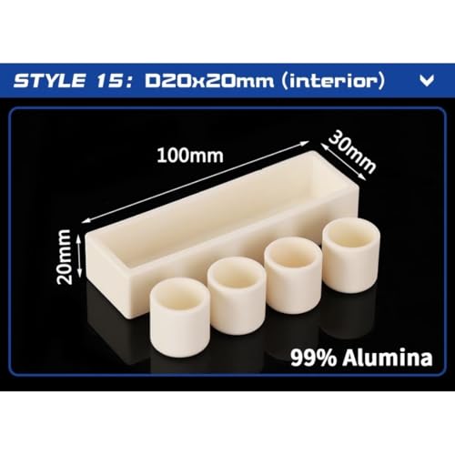 Zestaw wysokotemperaturowych tygli z tlenku glinu do analizy laboratoryjnej, formy 50-100 mm, 10-pak (90 x 65 x 30 mm) – idealny do spalania i testowania materiałów