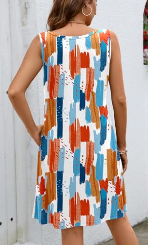 Image of Ladlop Summer Dresses for Women 2026 Beach Loose Casual A Line Dress Sleeveless V-Neck Sundress with Pockets