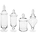 MyGift Clear Glass Apothecary Jars with Lids, Decorative Wedding Candy Serving Canisters, Set of 4