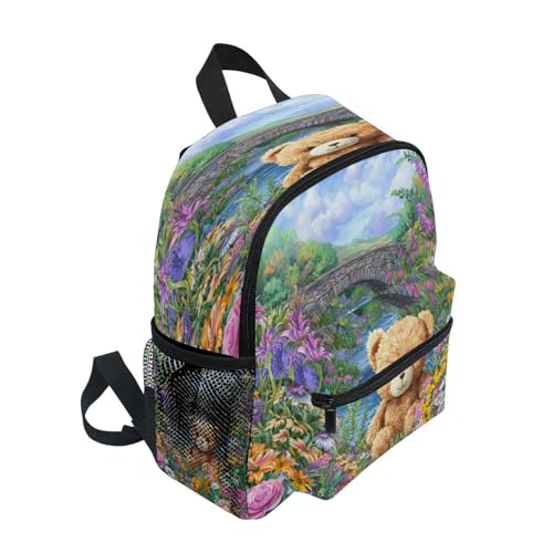 Sinestour Bear Flowers Pink Toddler Backpack Kindergarten Preschool Backpack for Toddler Boys Girls School Backpack2