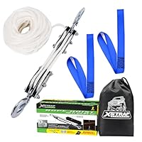 XSTRAP STANDARD Robuster Seilzug, 0,9 kg, Bruchfestigkeit, 15 m, 453,6 kg Arbeitslastblock und Tackle-Riemenscheibensystem zum Heben Schwerer Gegenstände (weiß)