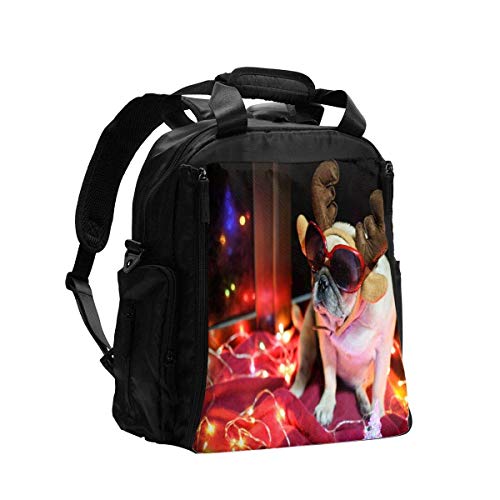 Wickeltasche Rucksack Der DJ Mops Hund spielt Plattenspieler Baby Wickeltasche Tote Travel Wasserdichte Mama Mama