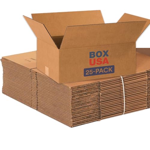 Image of BOX USA Shipping Boxes 18 1 /2 inchL x 12 1 /2 inchW x 7 inchH, 25-Pack Medium Corrugated Cardboard Boxes for Shipping, Mailing, Packing, Packaging and Storage