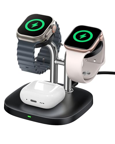 Support de chargeur double Apple Watch 11 SwanScout 704A station de charge pour AirPods 4 sans fil