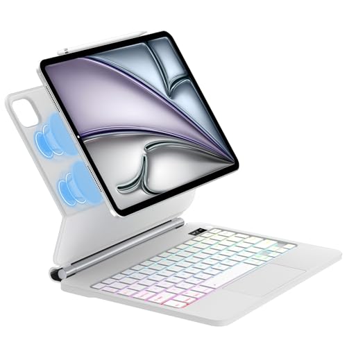 Magic Keyboard iPad Air 13 M3 2025/ M2 2024, Freischwebendes Stand Design, Beleuchtete Multi-Touch Trackpad Hülle Tastat...