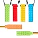 Collier à Mâcher, Yuccer 4 Pack Silicone Collier de Dentition et 2 Pack Embouts de Crayon pour Enfant Collier pour Les Dents de Bébé (Bleu + Jaune + Vert + Rouge + Orange)