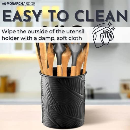 Miniatura 5 de Monarch Abode 49177 Carrito de metal hecho a mano con estampado floral en relieve, organizador interior de cocina para utensilios, vasija para