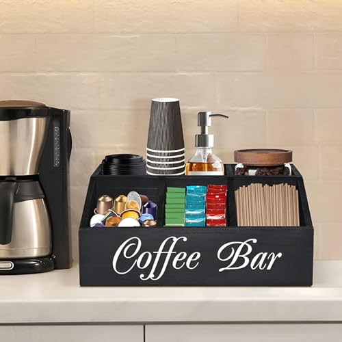 Coffee Station Counter Organizer - Tea and Condiment Holder for Bar, Wooden Dessert Shop Storage Solution - Image 8