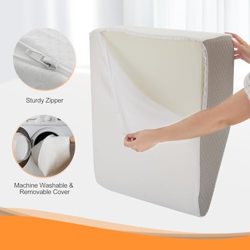 Leg Elevation Pillow for After Surgery, 6inch Foam Leg Elevating Pillow for Swelling and Blood Circulation, Leg Wedge Pillow for Sleeping, Knee Pillow for Knee Hip Ankle Pain Relief, White