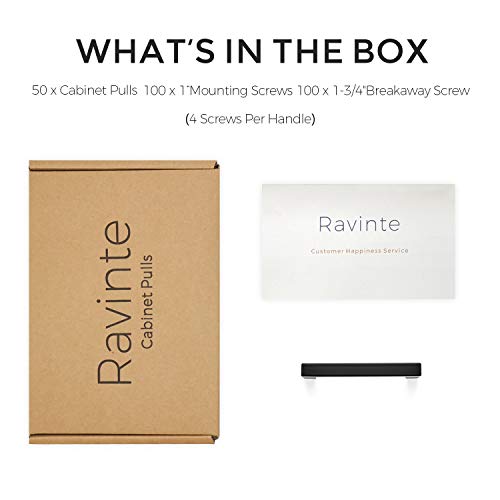 Image of Ravinte 50 Pack 3-3 /4 Inch Square Cabinet Handles Matte Black Pulls Drawer Hardware Kitchen Handles