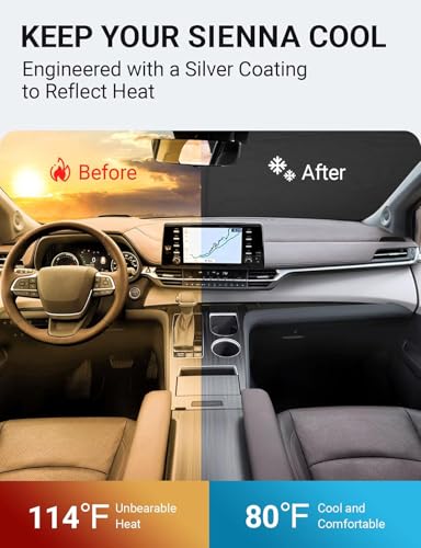 Image of Proadsy Windshield Sun Shade for Sienna Mini Van 2021-2025 2026 4-Layer Foldable Front Sunshade Protector Sun Visor Blocks UV Rays Keep Car Cooler