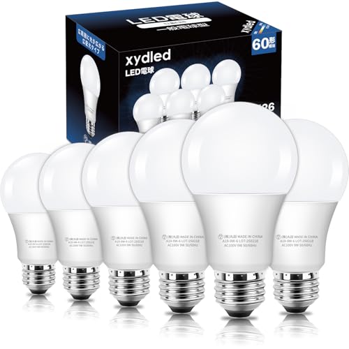 xydled LEDd E26 60W` 9W 900lm F 6500K Lz^Cv F ȃGl Ή Ή fMފΉ PSEF؍ς 6Zbg(F)