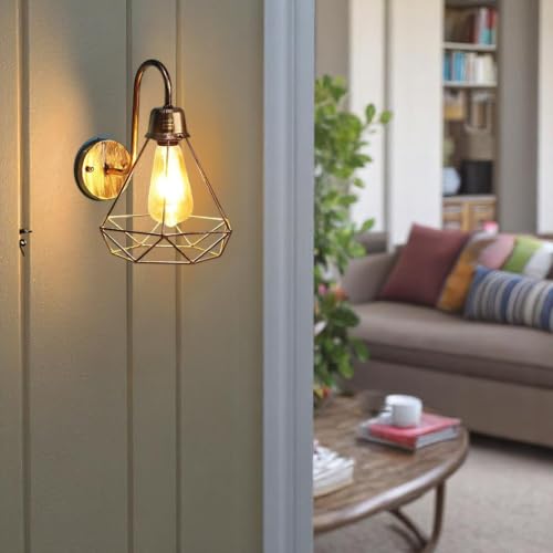 Image of Geometric Antique Bronze Metal Wall Light, Modern Industrial Decorative Sconce, (Bulb not Included) Small Pack of 1