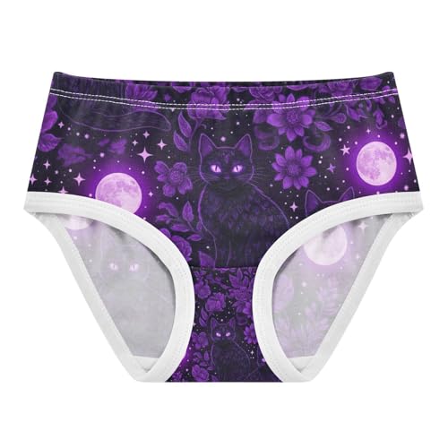 Toddler Panties, Black Cats Purple Eyes Cotton Underwear for Girls, 2T–8 Years