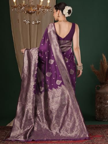 Image of AKHILAM Women's Kanjivaram Pure Soft Silk Saree For Women Saree With Unstitched Blouse Piece |Soft banarasi saree for women|silk saree pure silk