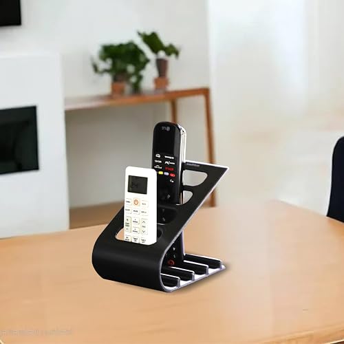 Image of SleekDock - Remote Holder Stand | Holds up to 4 Remotes | Ergonomic Slant Design | Desk & Living Room Organizer (Black)