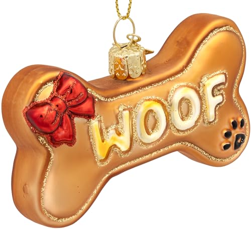 SIKORA Hundeknochen besondere Weihnachtskugel Glas Christbaumschmuck Deko Figur Weihnachten Anhänger Ornament - Trend Line - BS624