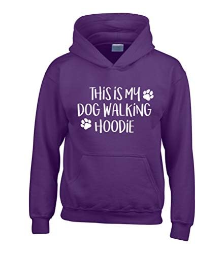 Sweat à capuche « This is My Dog Walking » violet pour balade matinale en taille XS
