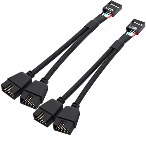 OwlTree 2 Pack Motherboard 9 Pin USB 2.0 to Dual 9 Pin Extension Splitter
